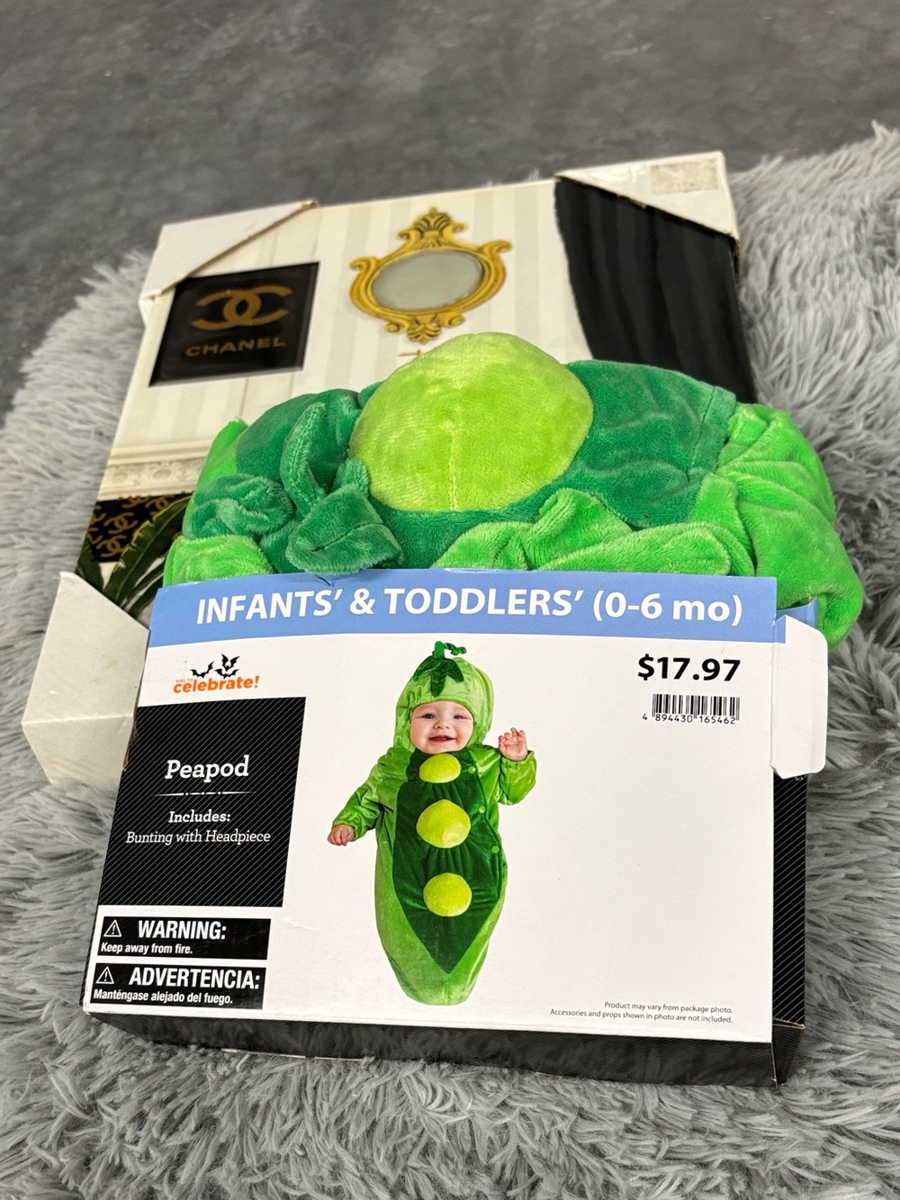 NWT Green Peapod Infant & Toddler Costume (0-6 mo) Bunting with Headpiece